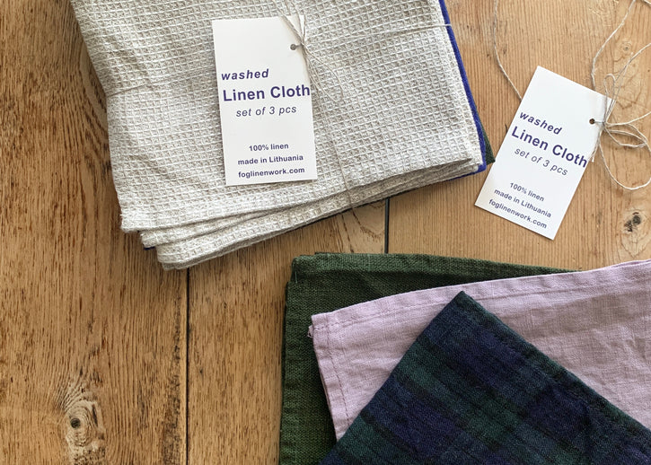 washed linen cloths set of three