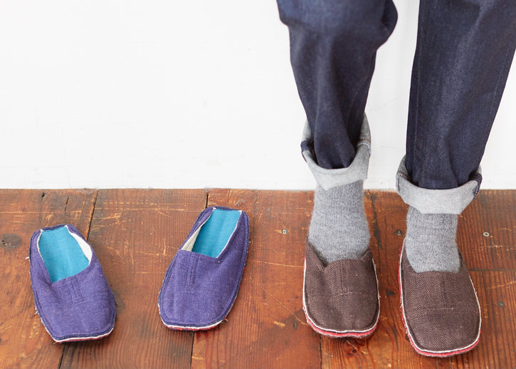 wool linen remnant slippers