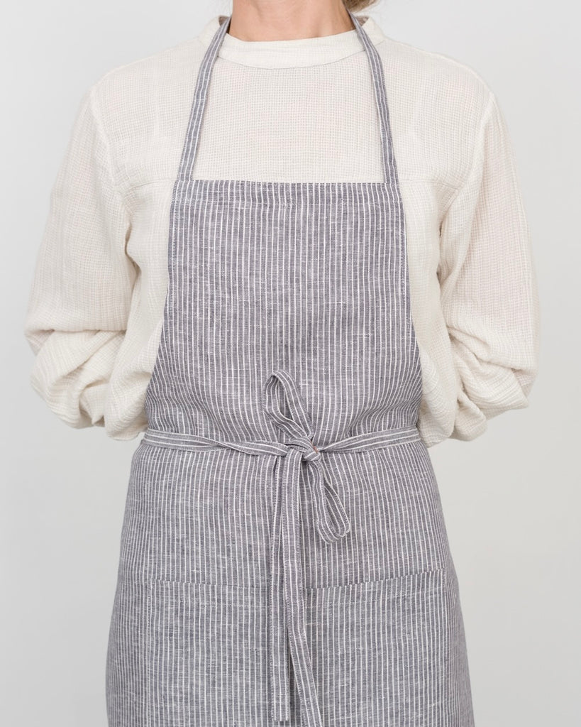 Full Apron: Grey Thin White Stripe – Shop Fog Linen