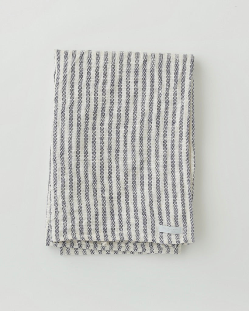 Chambray Linen Blanket: Navy Stripe
