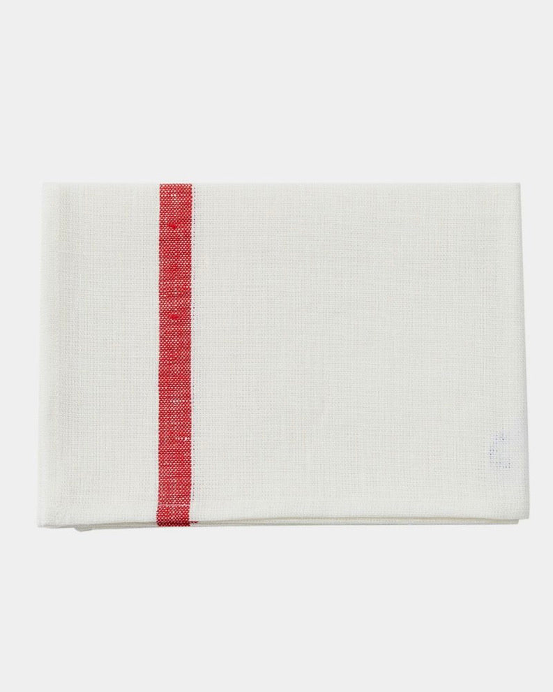 Thick Linen Kitchen Cloth: White with Red Stripe – Shop Fog Linen