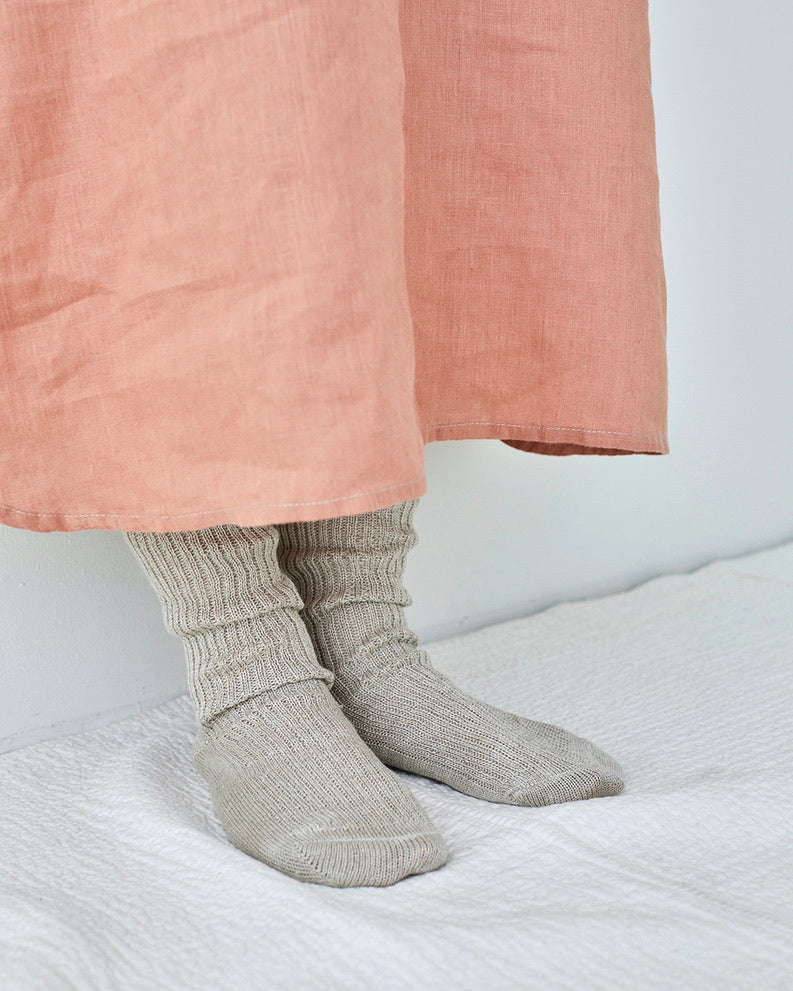 Linen Rib Crew Sock: Natural – Shop Fog Linen