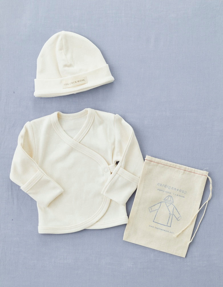 Organic Cotton Baby Cap & Cardigan
