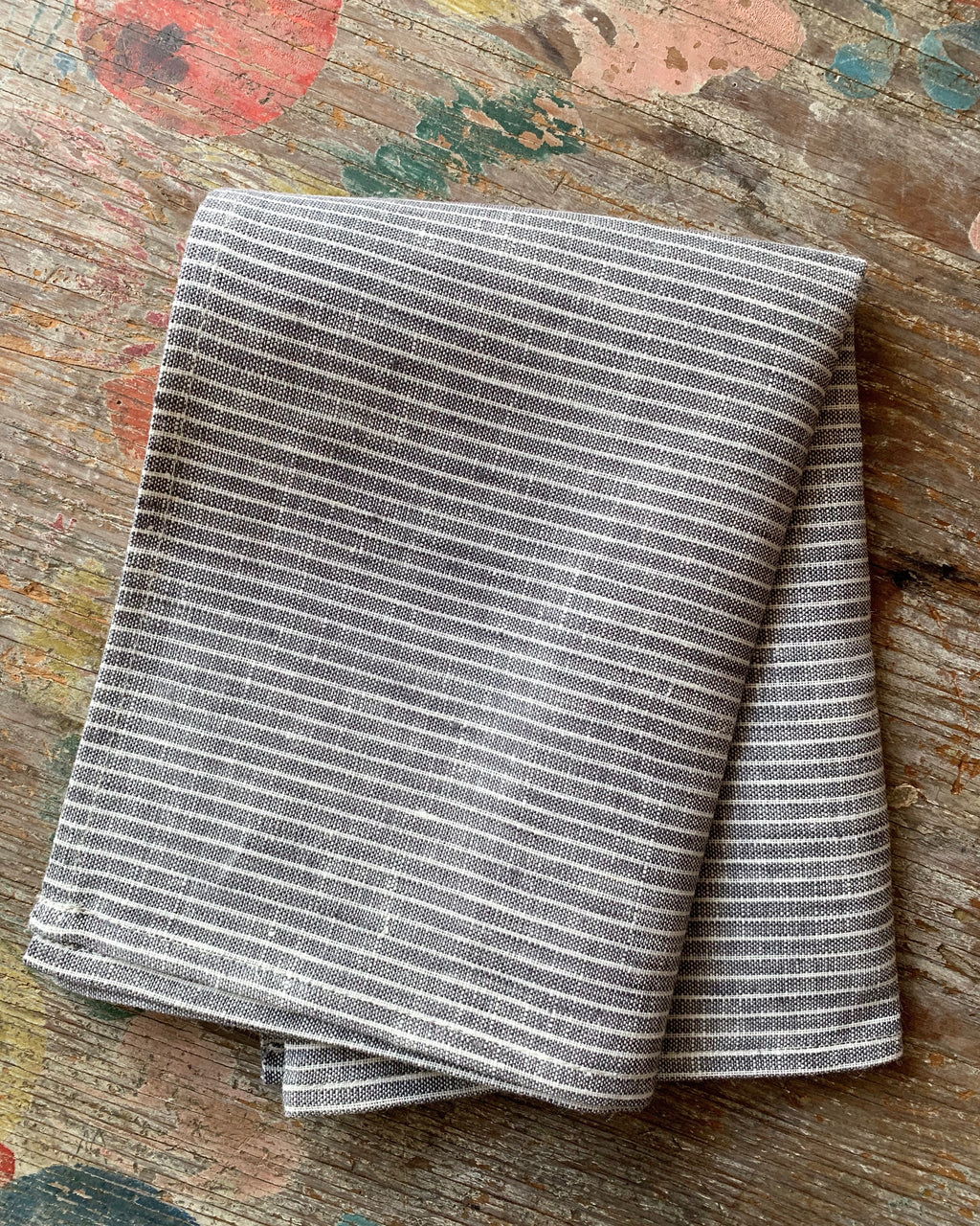 Kitchen Cloth: Grey Thin White Stripe