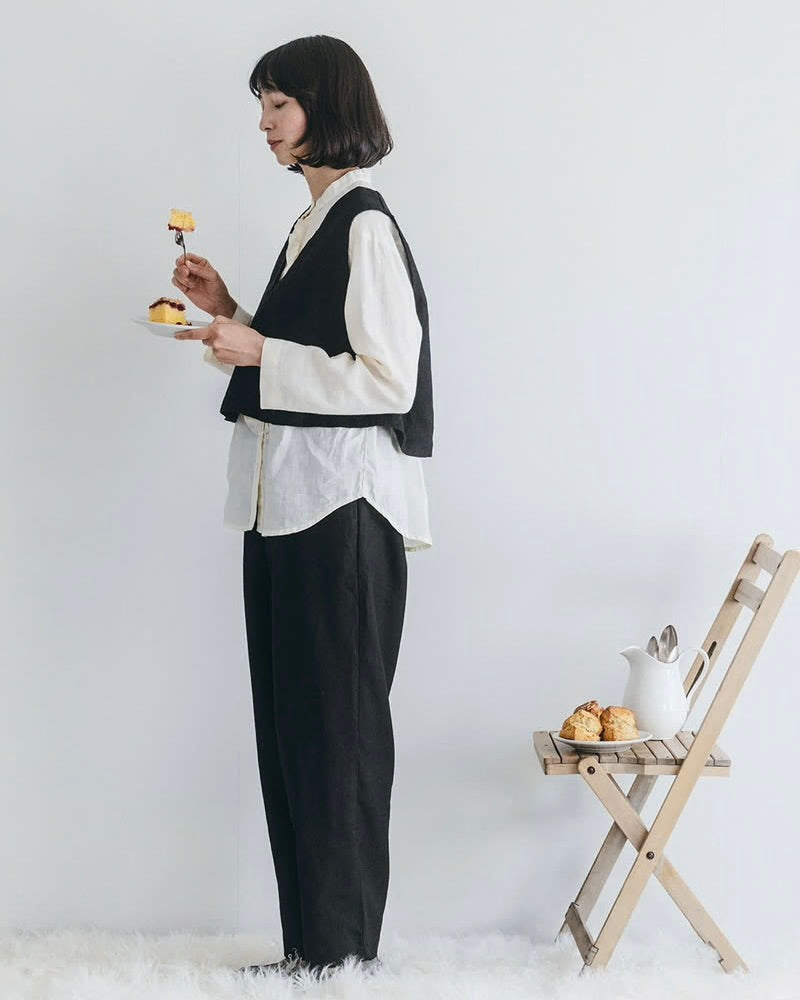 Sol Pant: Wool Linen Black