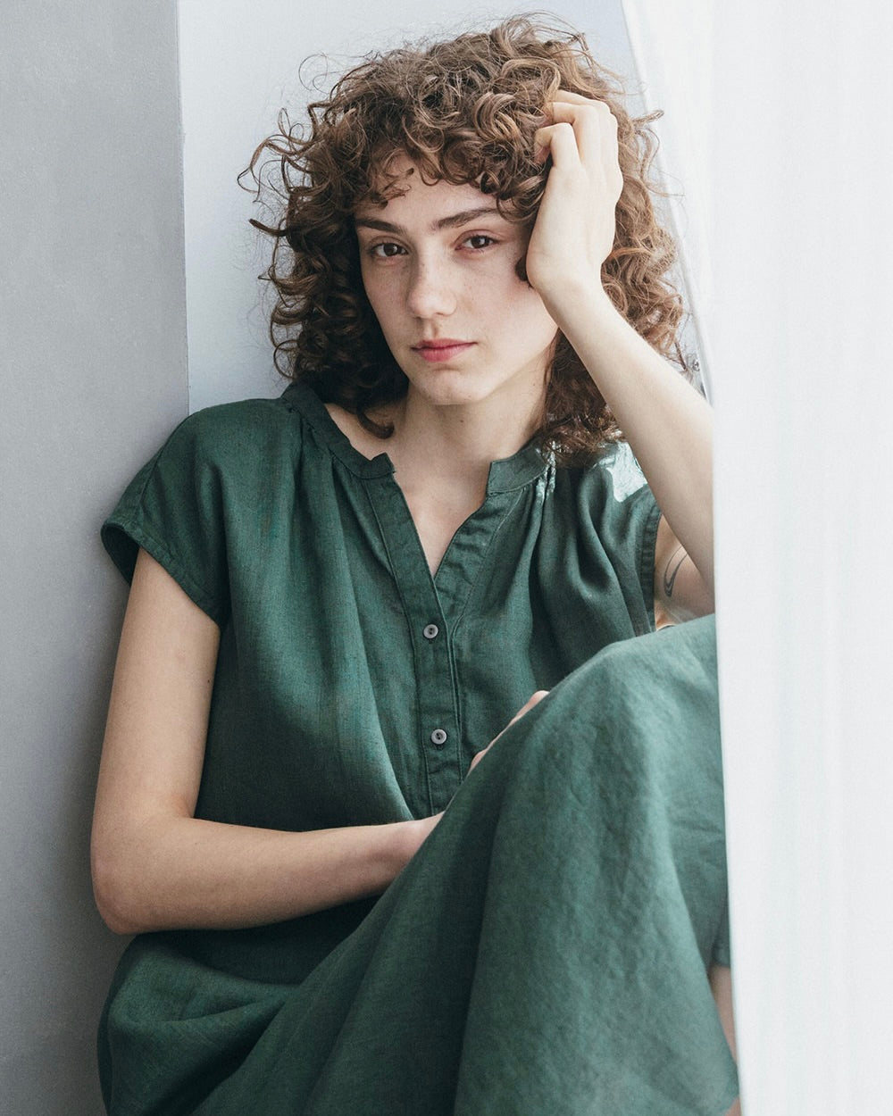 Riia Dress: Boxwood