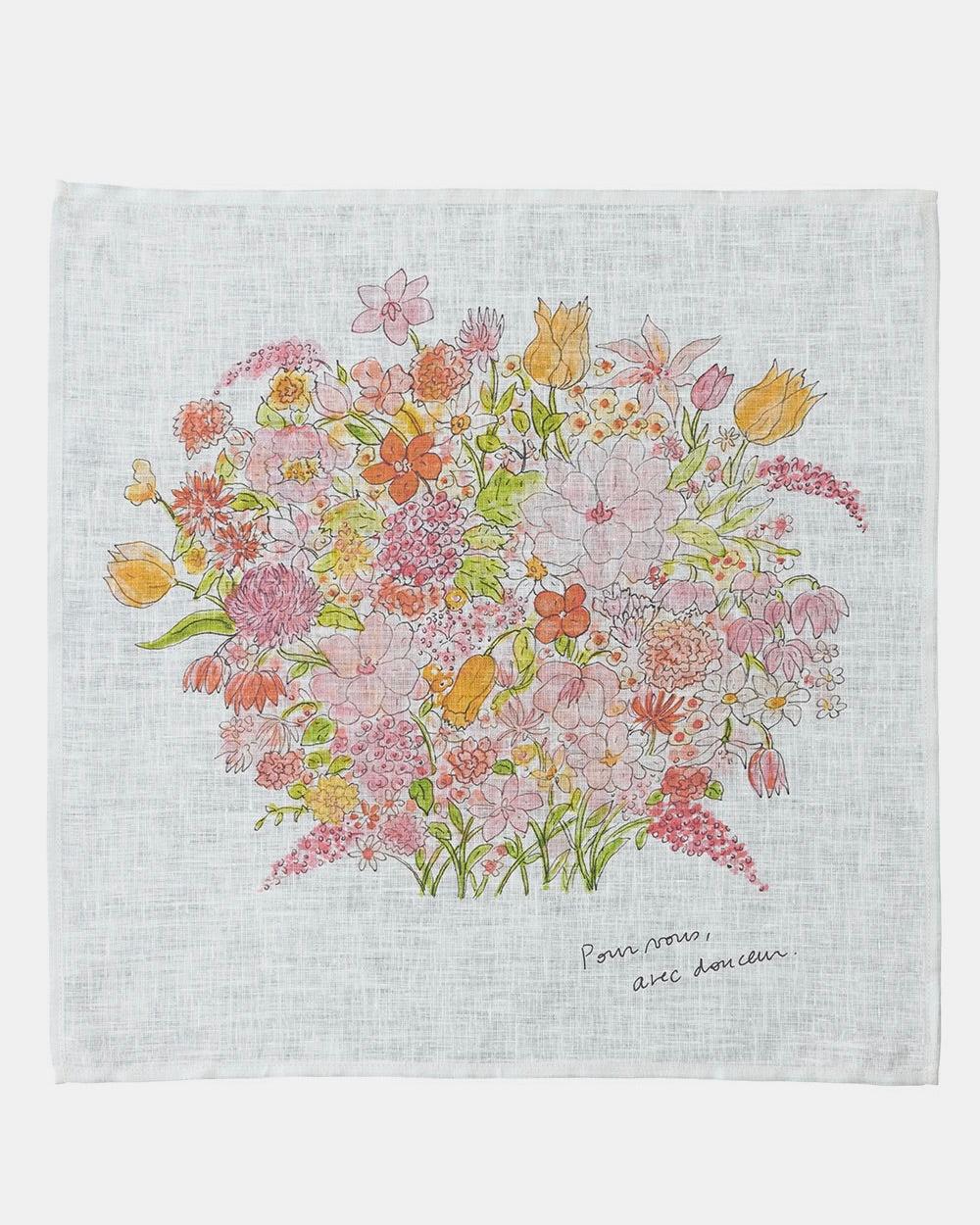 Handkerchief-Isabelle Boinot: Pink Bouquet