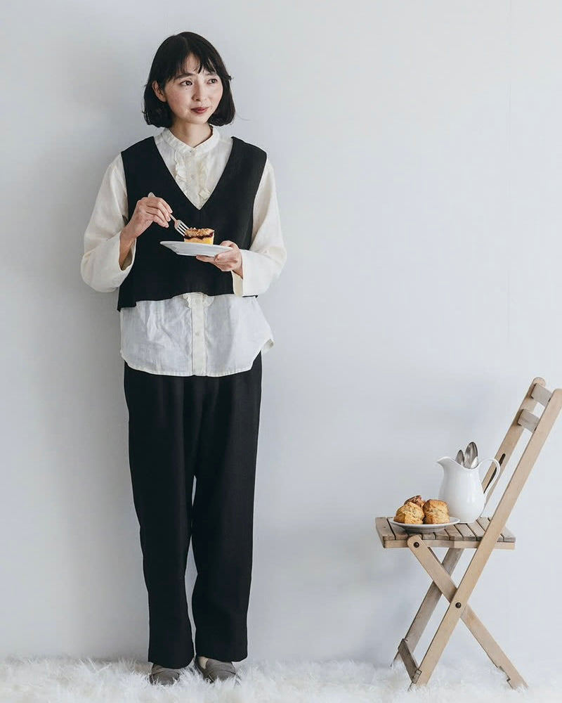 Sol Pant: Wool Linen Black