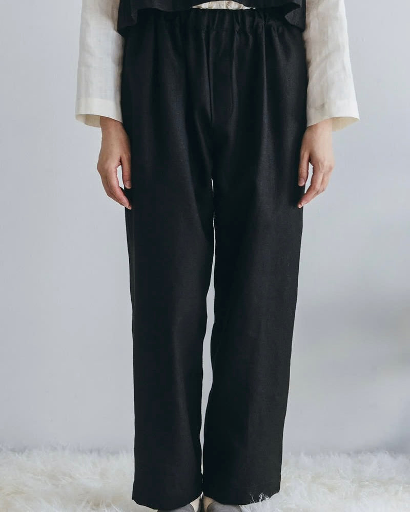 Sol Pant: Wool Linen Black