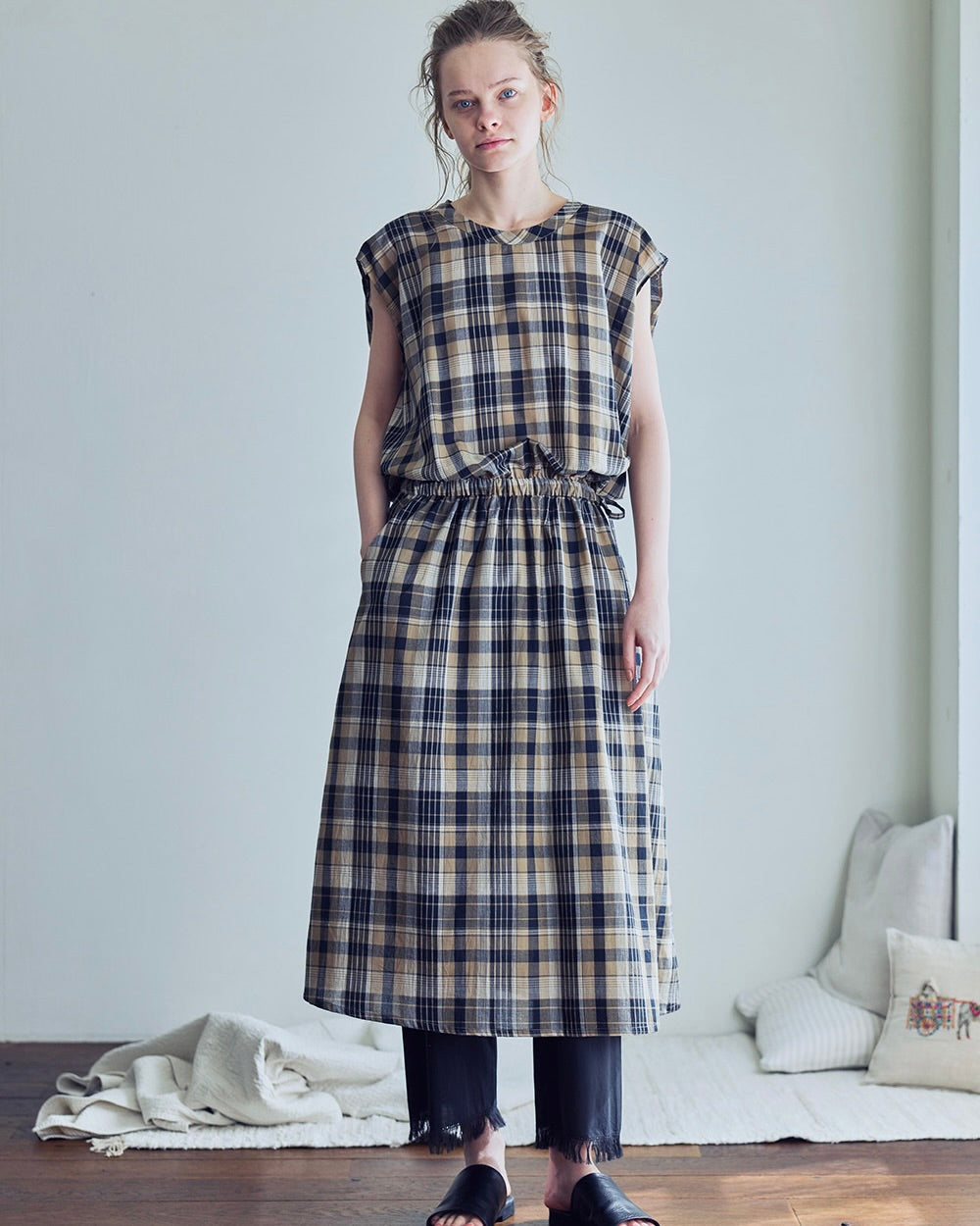 Titli Dress: Madras Brown