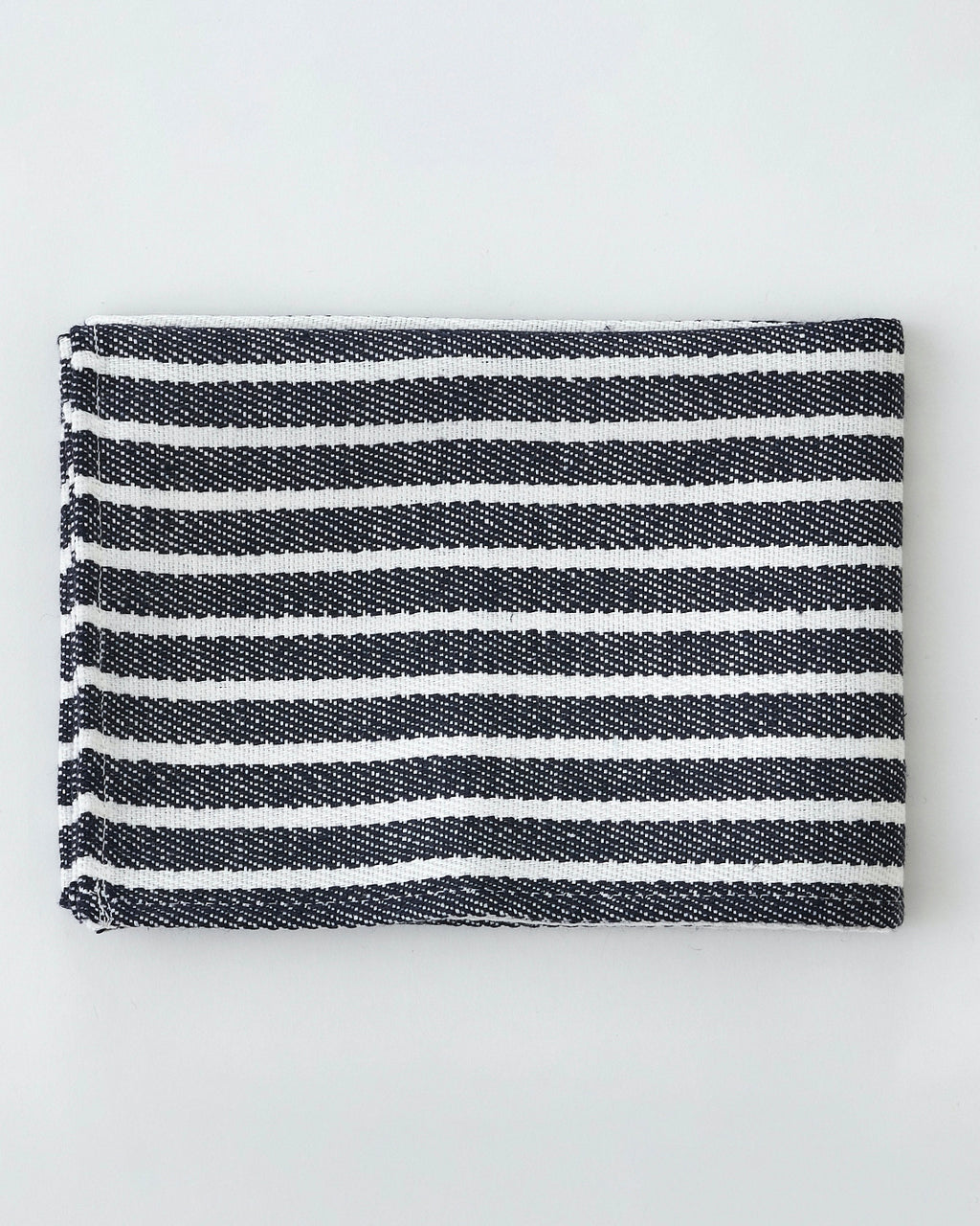 Thick Linen Kitchen Cloth: White Navy Border