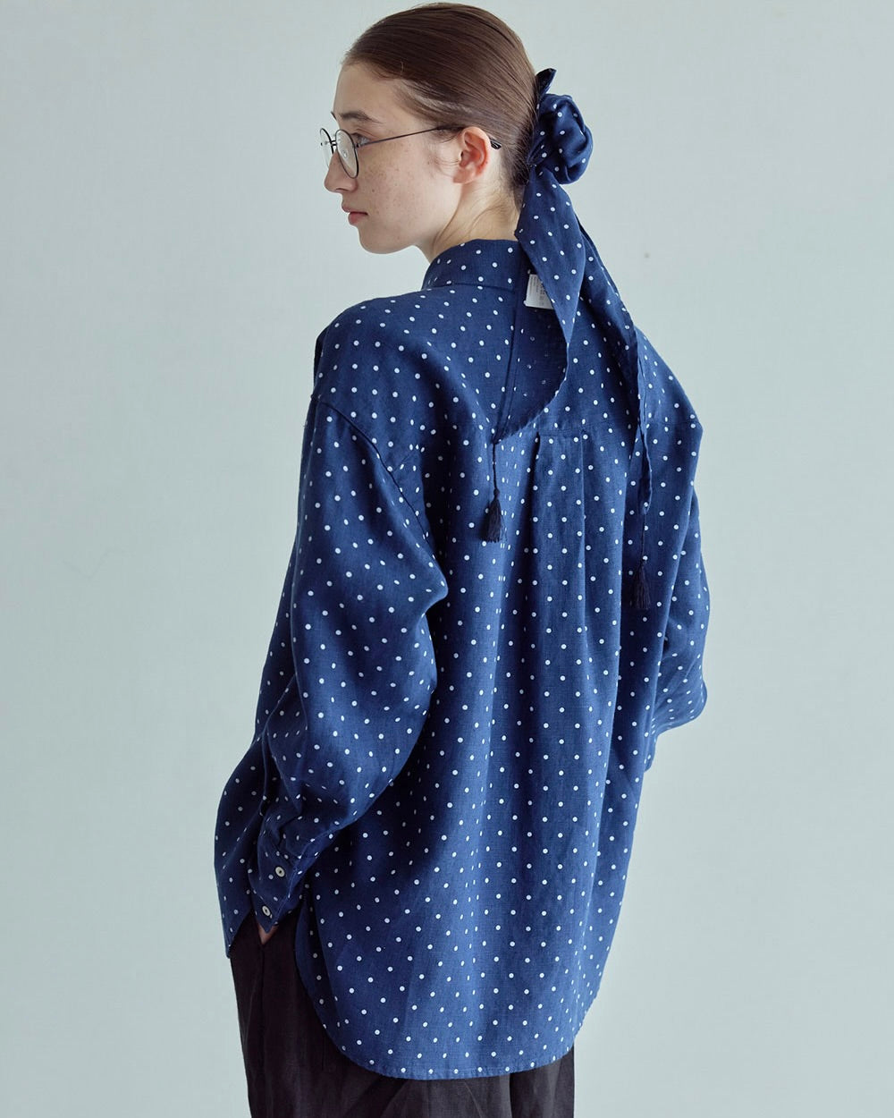 Alma Top: Navy Dot