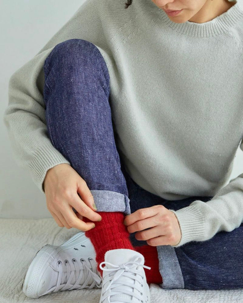 Mohair Socks: Red