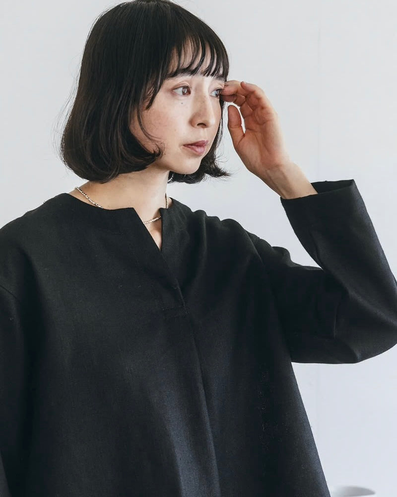 Ami Top: Wool Linen Black