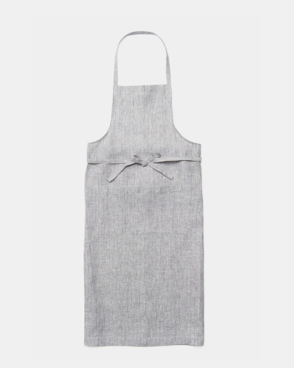 Full Apron: Grey Thin White Stripe