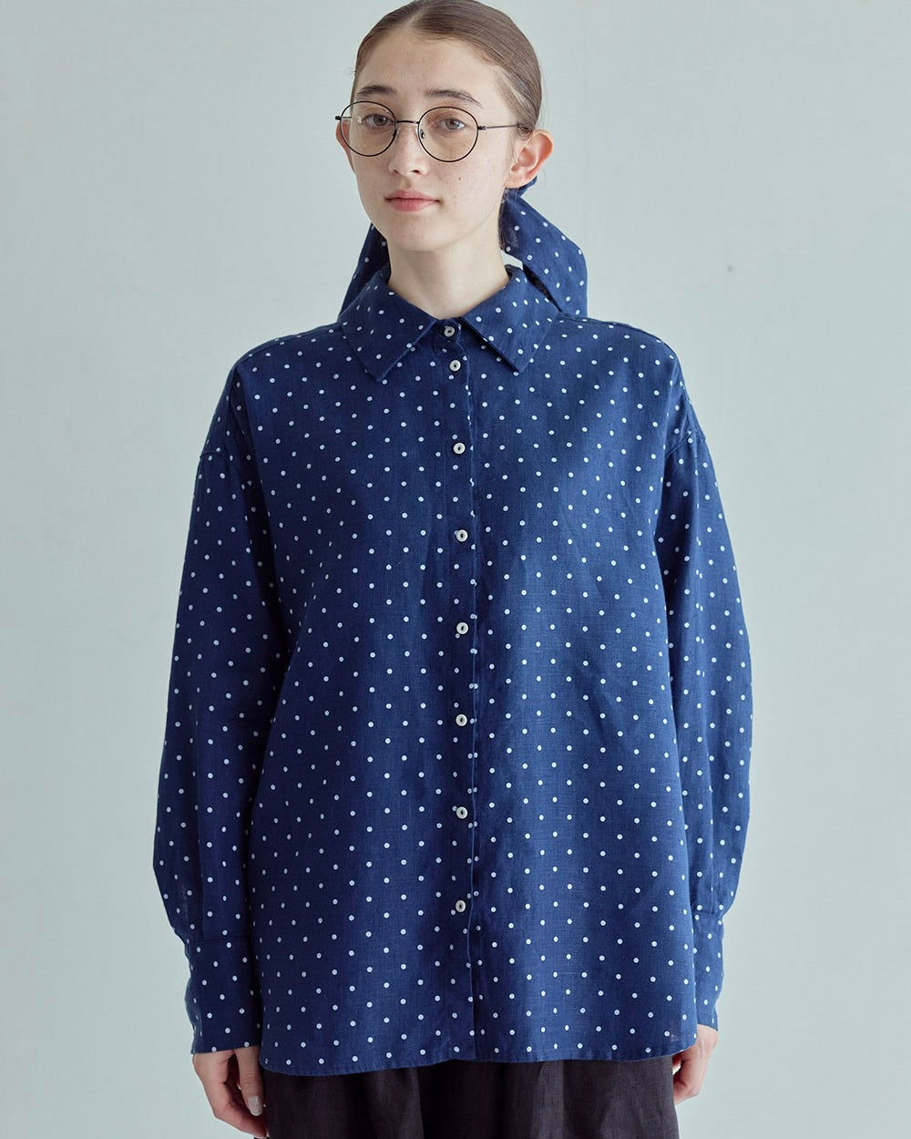 Alma Top: Navy Dot