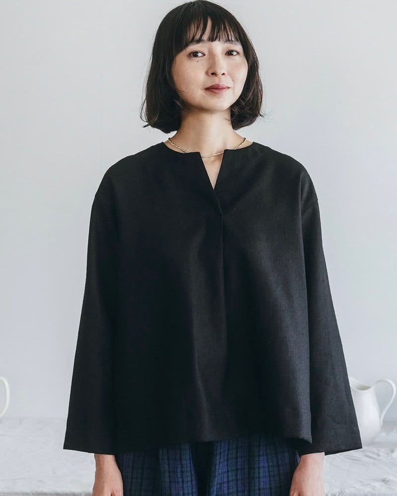Ami Top: Wool Linen Black