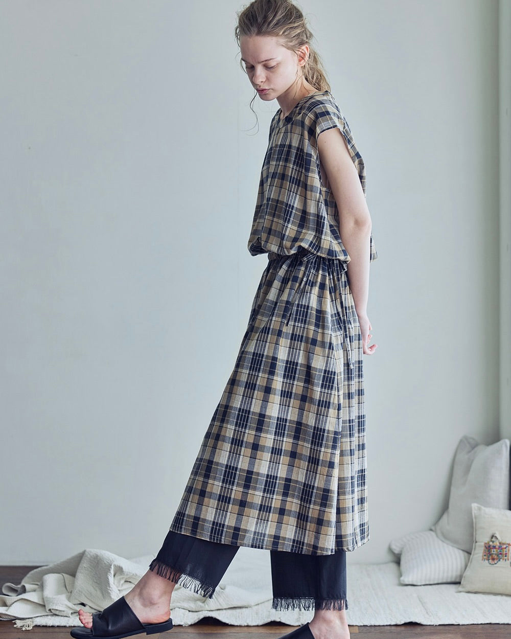 Titli Dress: Madras Brown