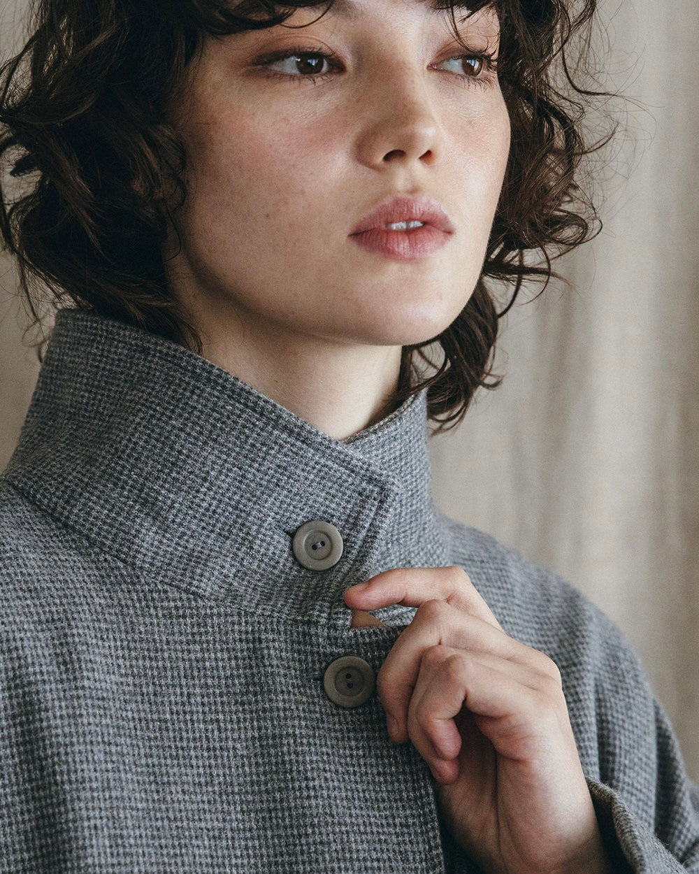 Ziema Coat: Wool Grey Check