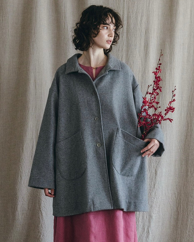 Ziema Coat: Wool Grey Check