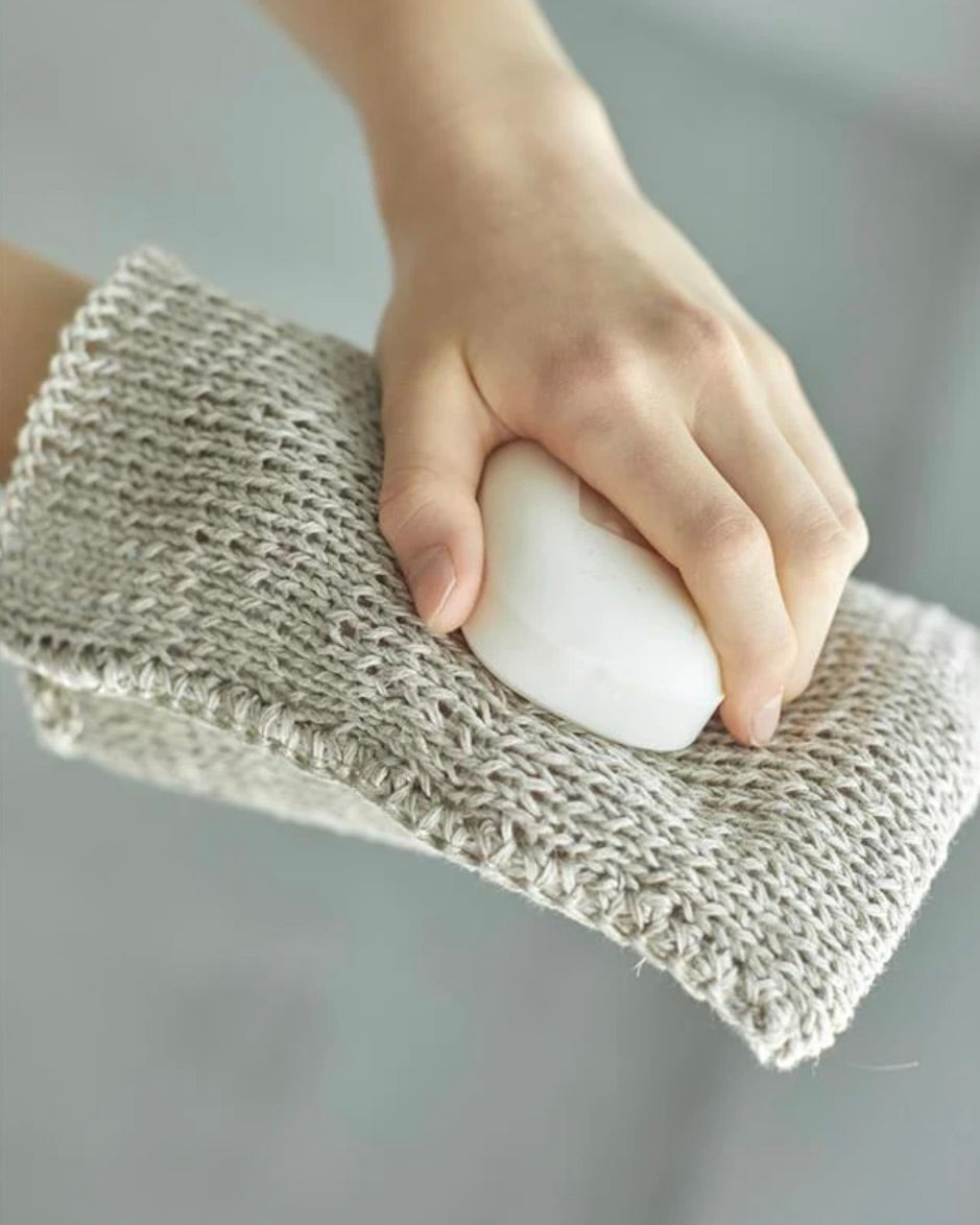 Fog Linen Work Linen Knit Bath Mitten - Thumbnail 3