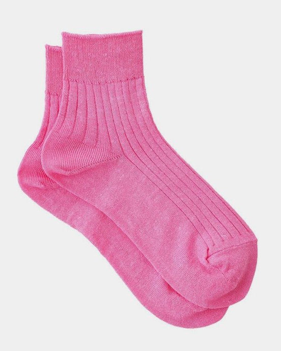 Linen Rib Sock: Fine Knit: Pink