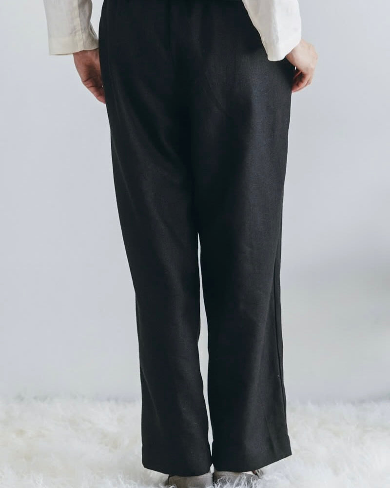 Sol Pant: Wool Linen Black