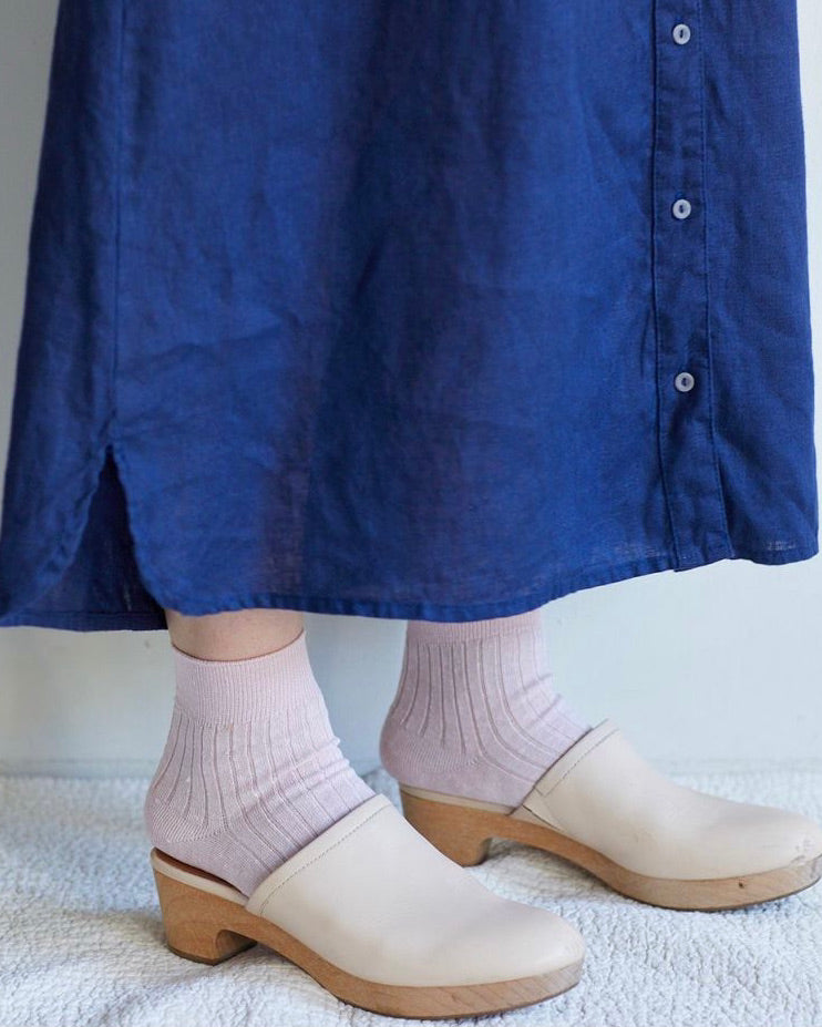 Linen Rib Sock: Fine Knit: Baby Pink
