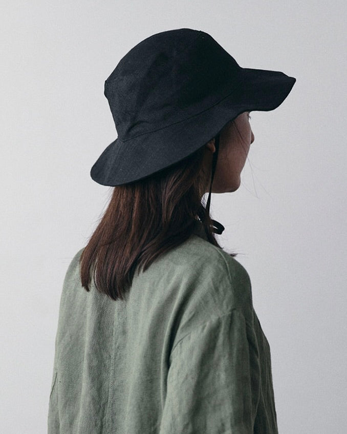 Milos Linen Hat: Black