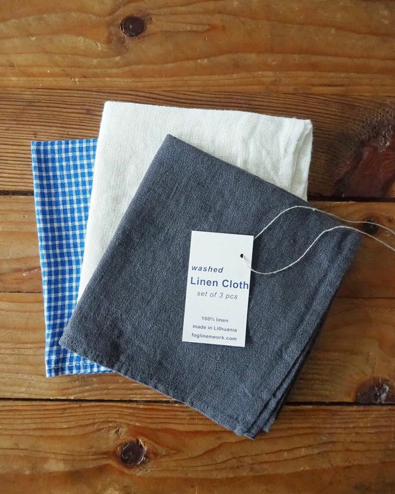 Washed Linen Cloth 3 Piece Assorted Set: Set A