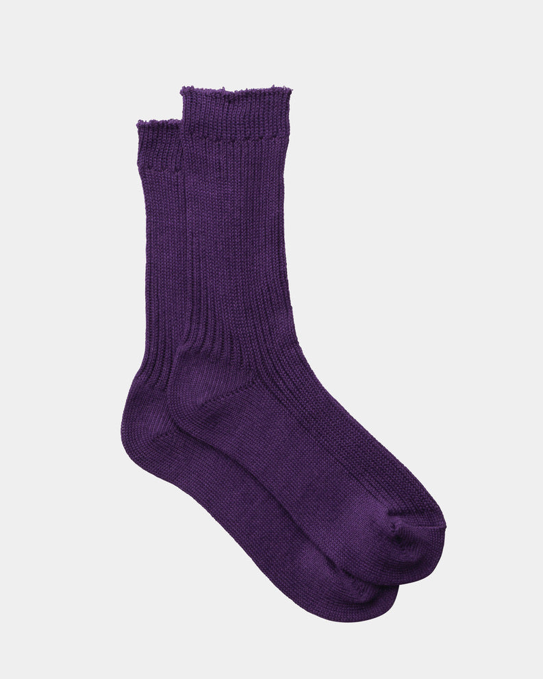 Linen Rib Crew Sock: Purple