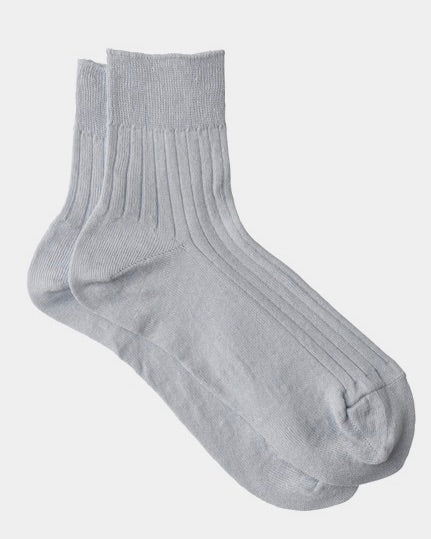 Linen Rib Sock: Fine Knit: Grey