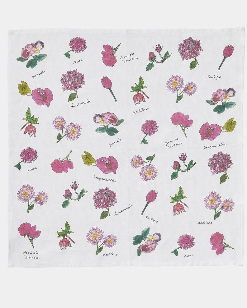 Handkerchief-Isabelle Boinot: Pink Flowers
