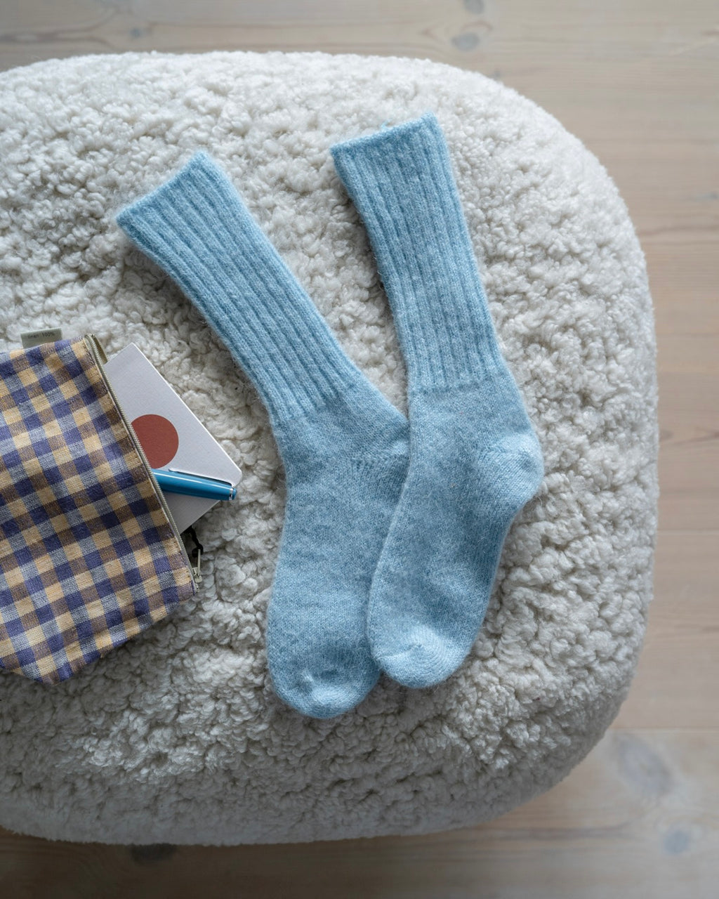 Mohair Socks: Sax
