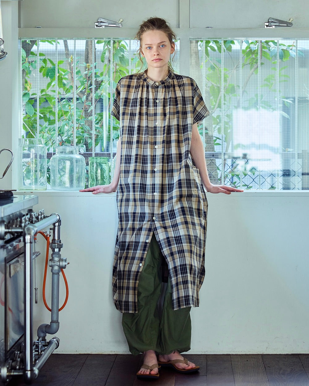 Claire Dress: Madras Brown