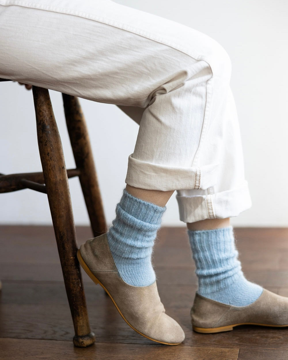 Mohair Socks: Sax