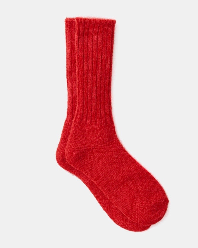 Mohair Socks: Red