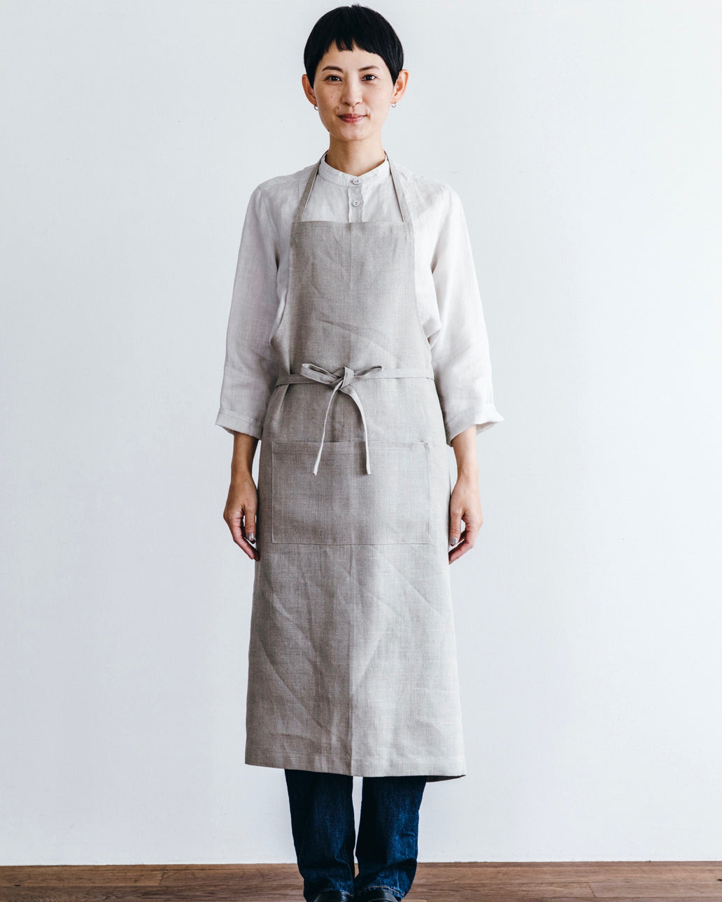[40% off] Fog Linen Work Full Apron - Rose Pink