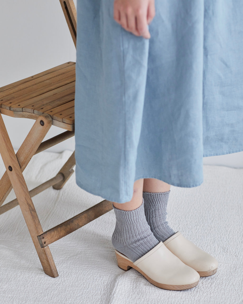 Linen Rib Sock: Grey