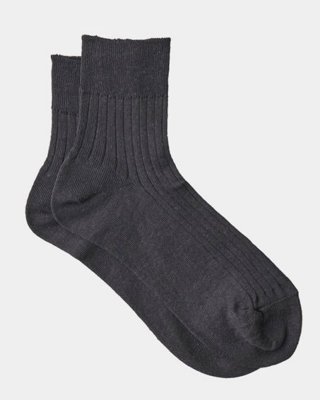 Linen Rib Sock: Fine Knit: Charcoal
