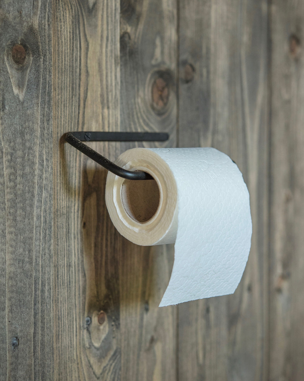 Excello Global Products Industrial Toilet Paper Holder with Rustic Wooden Shelf and Cast Iron Pipe